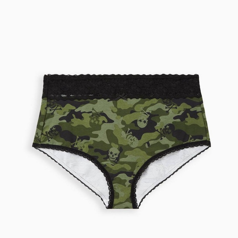 TORRID Plus size - Cotton Mid- Rise Brief Lace Trim Panties